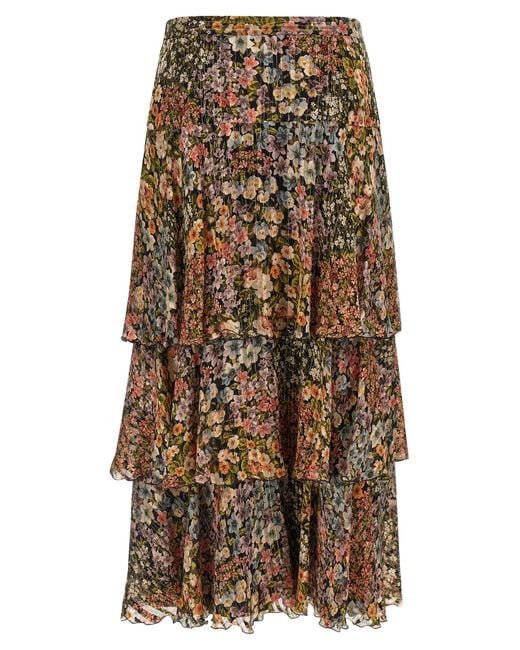 Valentino Garavani Multicolor Après Lhiver Skirt Silk Metal Fiber
