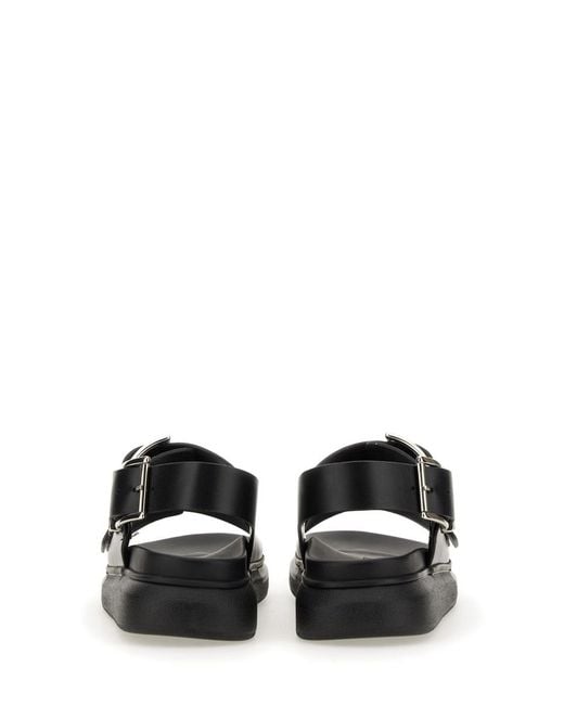 McQueen Black Leather Sandal Calf for men