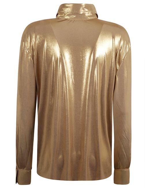 Norma Kamali Brown Shiny Metallic Shirt