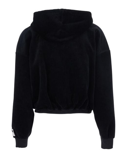 Golden Goose Deluxe Brand Black Sweatshirt With Fixed Hood And Logo Patch On The Sleeve