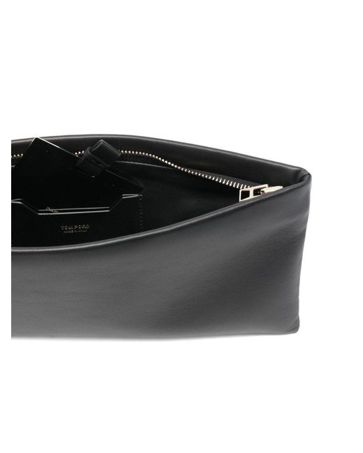 Tom Ford Black Clutch Aura Sheepskin Bags