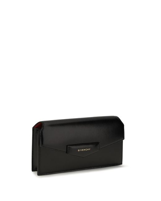 Givenchy Black Antigona Box Leather Pouch With Chain Calf Bos Taurus Wallet