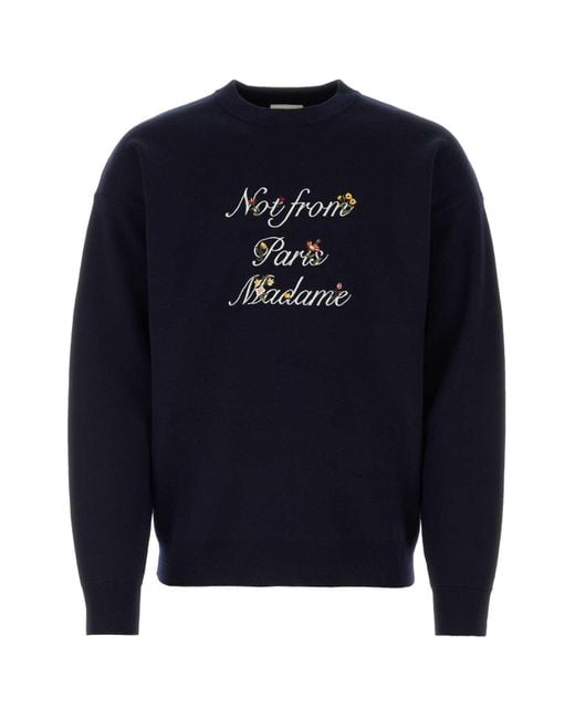Drole de Monsieur Blue Midnight Merino Wool Sweater for men