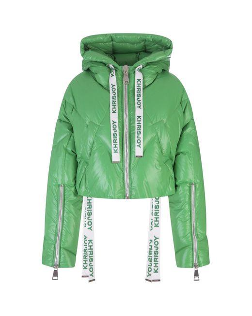 Khrisjoy Synthetic Emerald Green Shiny Khris Shorty Puffer Jacket | Lyst