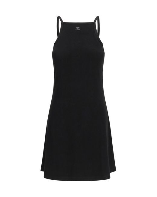 Courreges Black Logo Mini Dress Viscose; Polyamide