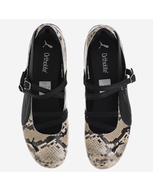 PUMA Black Ballet Flats Speedcat Animal Print Leather And Fabric
