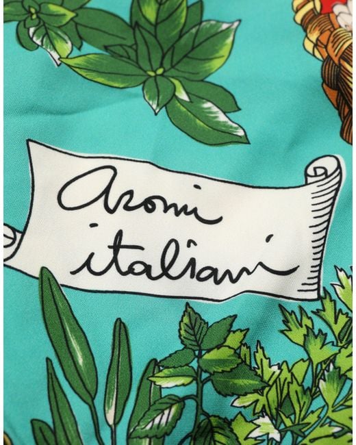 Dolce & Gabbana Green Silk Vegetable Print Cropped Top Elastane