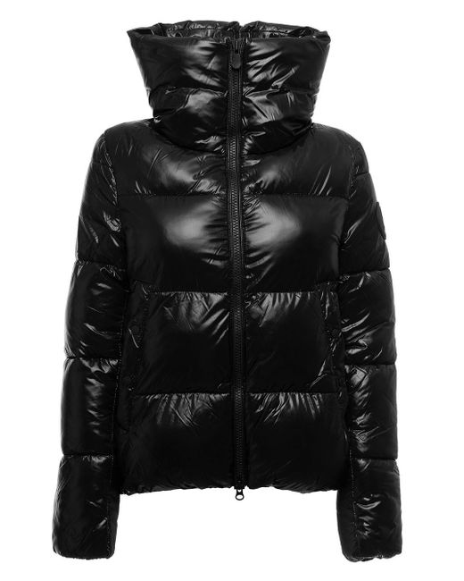 Save The Duck Rubber Isla Black Down Jacket In Shiny Tech Fabric With ...
