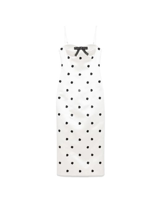 Markgong White Polka Dot-Print Dress