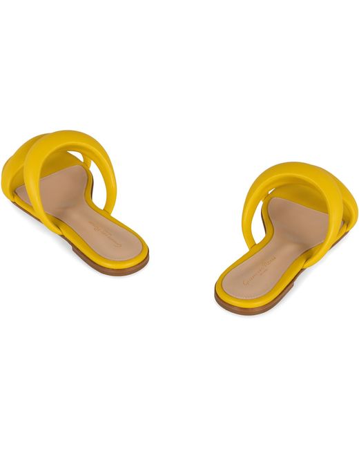 Gianvito Rossi Yellow Leather Slides Goatskin Sandal