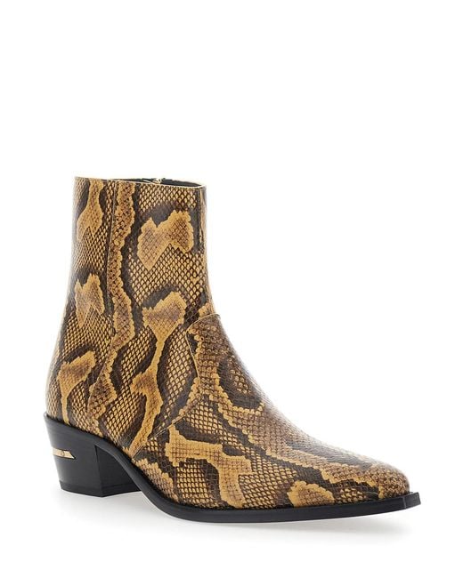 Amiri Brown Boots Ma Pointy Python Leather for men