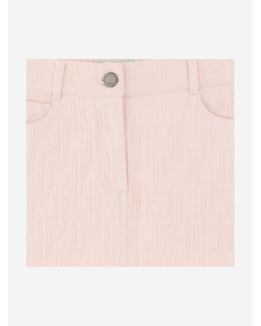 Fendi Pink Stretch Cotton Blend Skirt