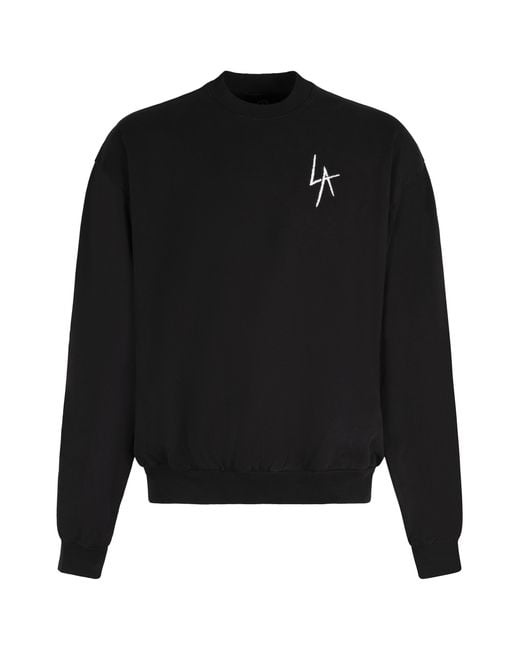 Local Authority Black Cotton Crew-Neck Sweatshirt Sweatshirts for men