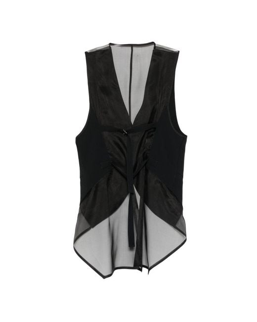 Emporio Armani Black V-Neck Sleeveless Rear Strap Detail Pointed Hem
