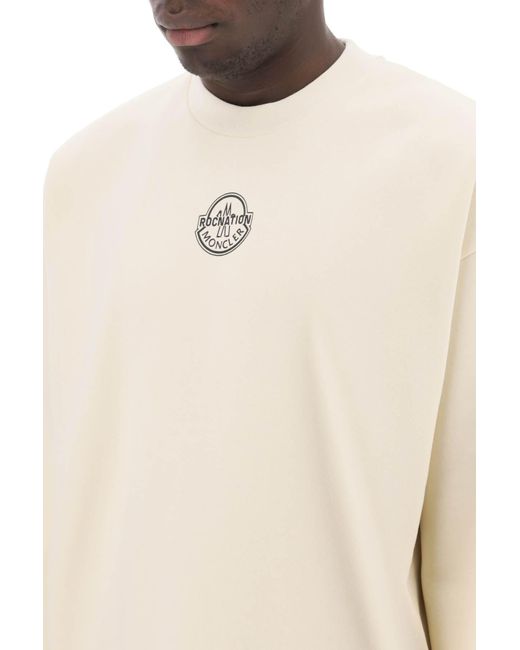 Moncler Genius White Crew-Neck Sweatshirt With Logo Print for men