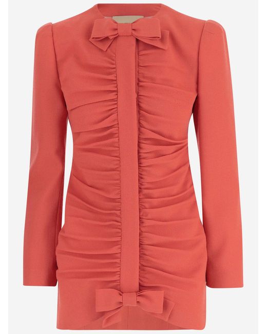 Valentino Red Dress Virgin-Wool Virgin Wool