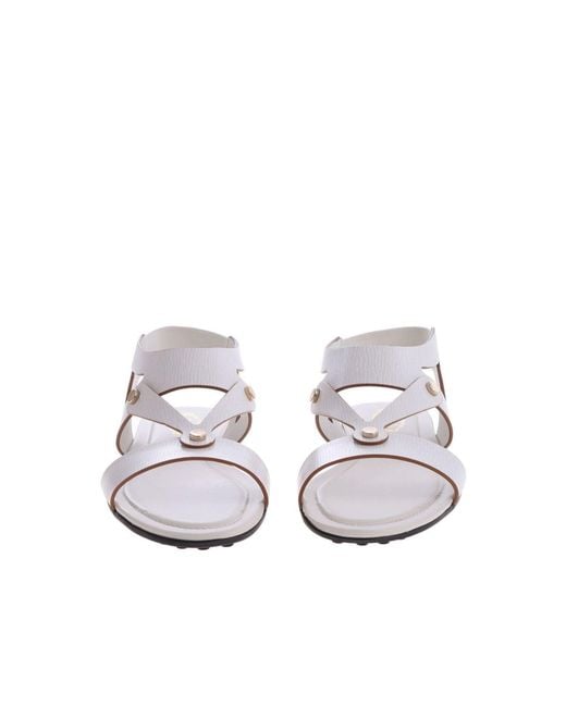 Tod's White Tods Leather Sandals