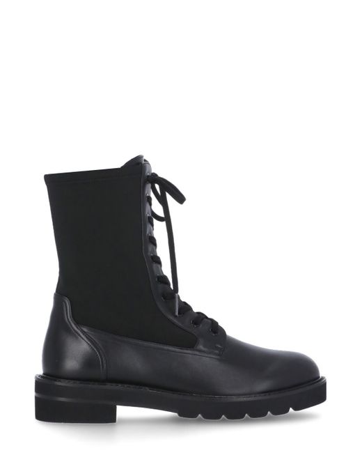 Stuart Weitzman Leather Ande Lift Army Boot in Black - Lyst