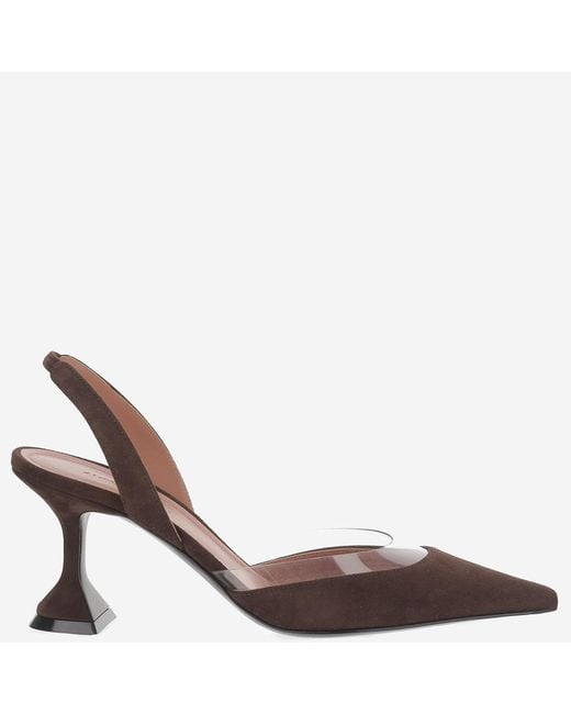 AMINA MUADDI Brown Slingbacks Lara Suede Leather Shoe