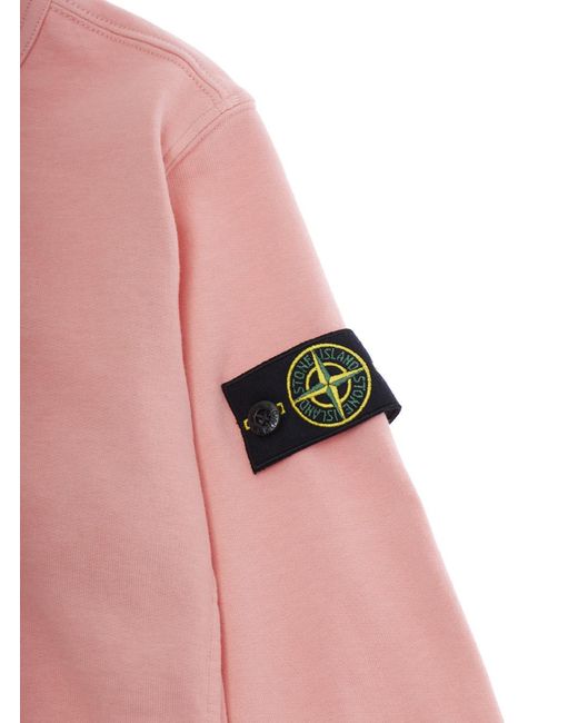 Stone Island Pink Kids Crewneck Sweatshirt Cotton Hoods & Sweatshirts for men