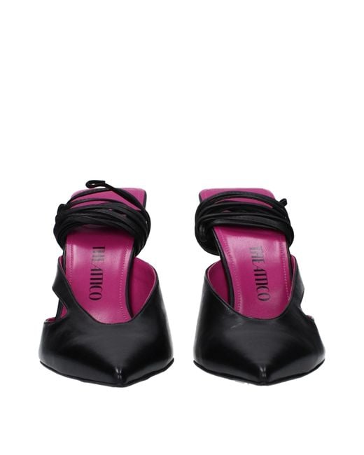 The Attico Purple Black Leather Sandal