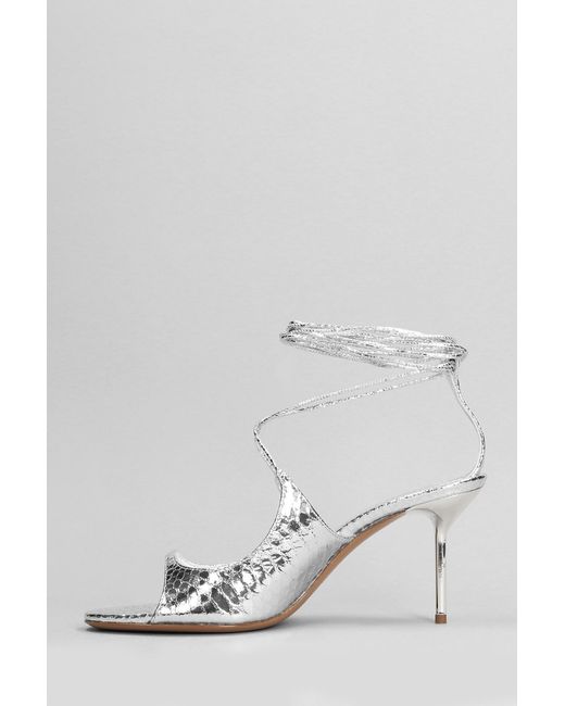 Paris Texas White Loulou Sandals In Silver Leather