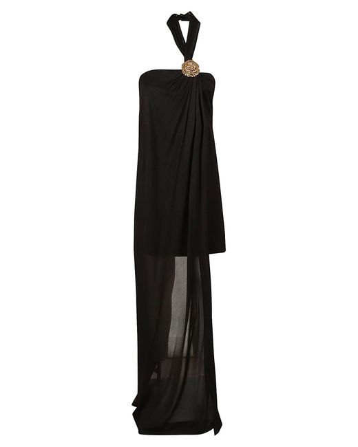 Blumarine Black Halter Neck Lace Paneled Dress
