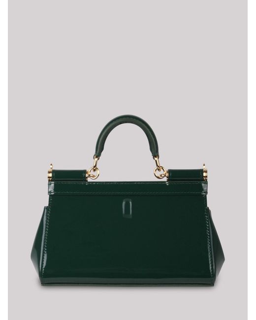 Dolce & Gabbana Green Small Sicily Patent-leather Bag