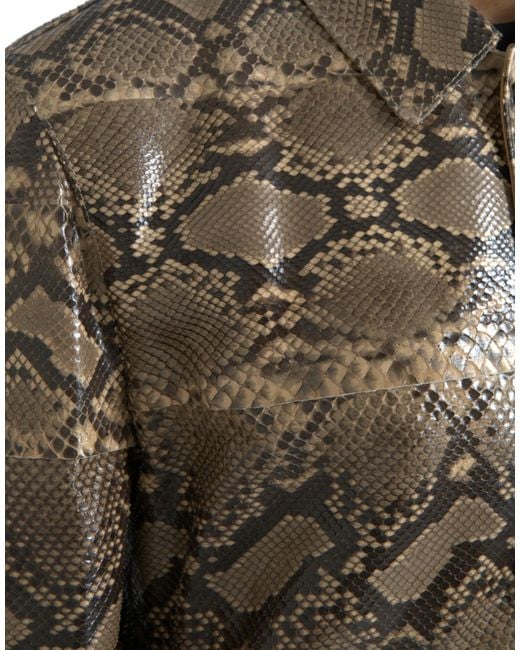 Dolce & Gabbana Gray Exotic Leather Biker Blouson Jacket Python Skin Clothing for men