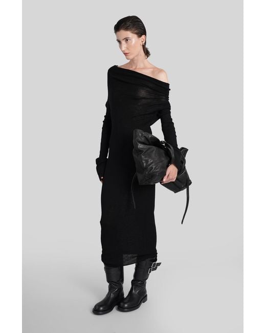 Ann Demeulemeester Barbro Long Dress In Black Wool