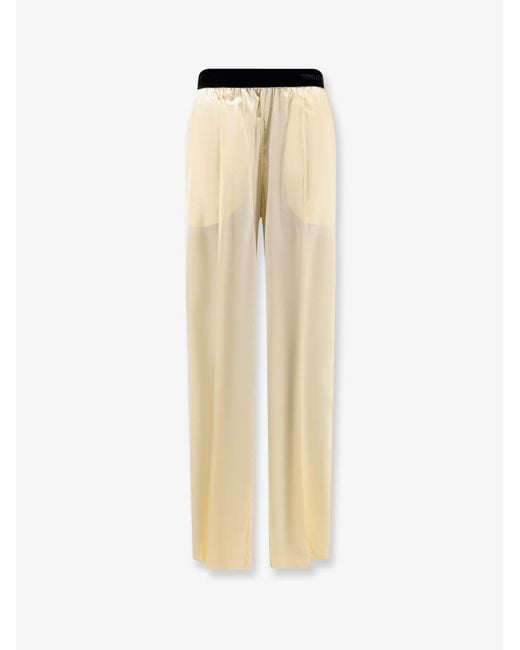 Tom Ford Natural Stretch Satin Trousers Silk