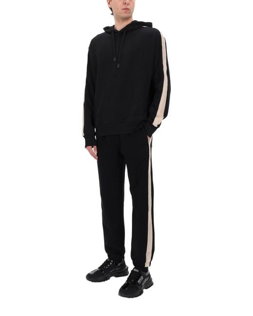 Versace Jeans Couture Black Hoodie With Logo Cotton Sweatshirts for men