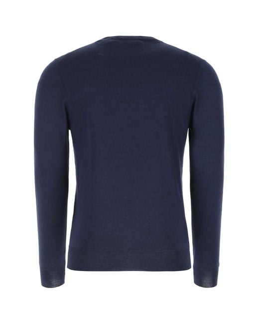Fedeli Blue Dark Cashmere Blend Sweater for men