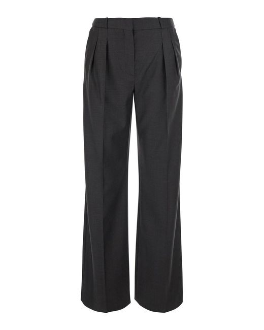 Loulou de Saison Black Straight Leg Trousers Sbiru Lds Virgin Wool