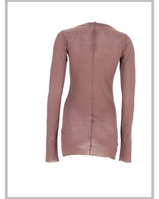 Rick Owens Pink Long-Sleeved Cotton T-Shirt T-Shirts