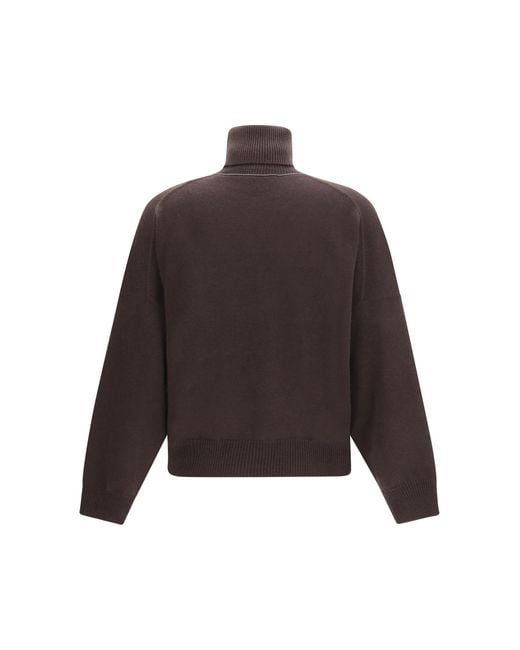 Brunello Cucinelli Brown Cashmere Turtleneck Sweater Caffe' Kashmir/Capra Hircus