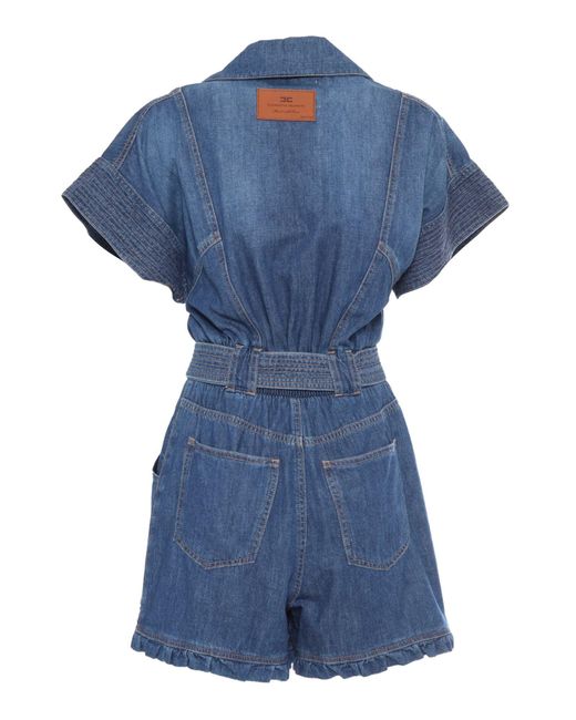 Elisabetta Franchi Blue Short Denim Jumpsuit