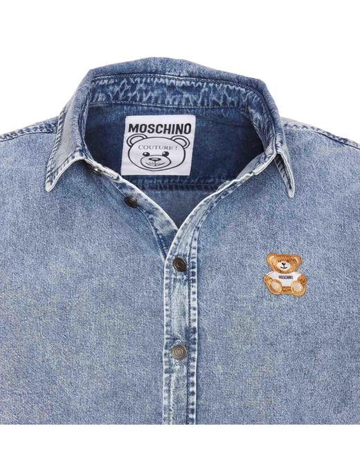 Moschino Blue Teddy Patch Denim Jacket for men