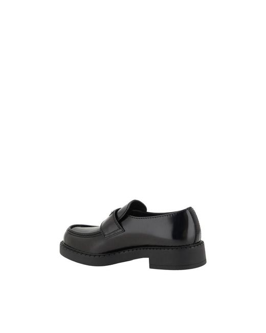 Prada Black Calf Leather Bos Taurus Platform Loafers for men