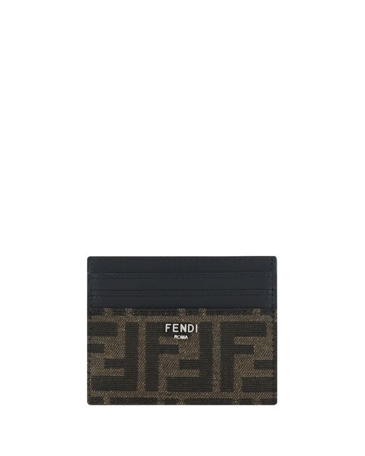 Fendi Black Ff Leather Card Holder for men