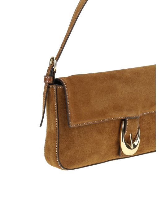 Staud Brown Shoulder Bag Harlow Calf Leather