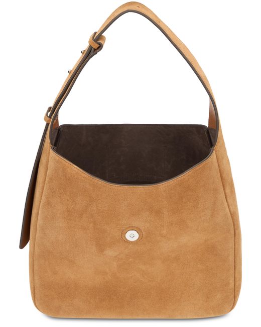 Hogan Brown Shoulder Bag Suede Calfskin Handbags