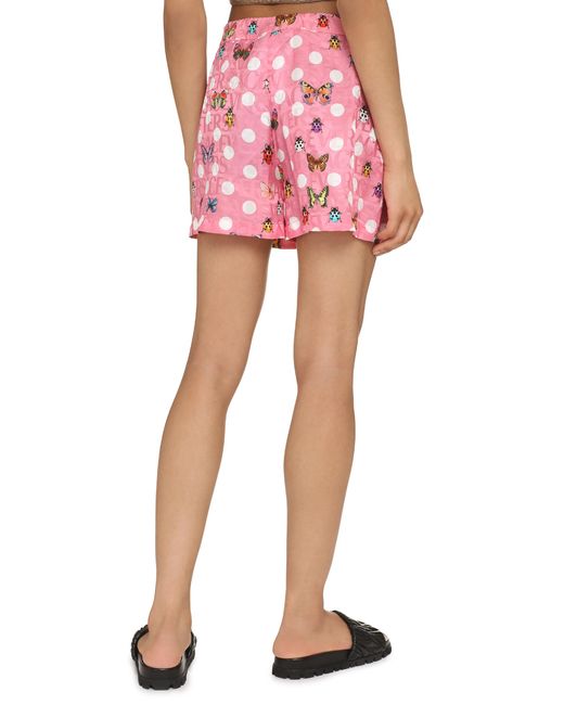 Versace Pink Silk Blend Shorts Viscose