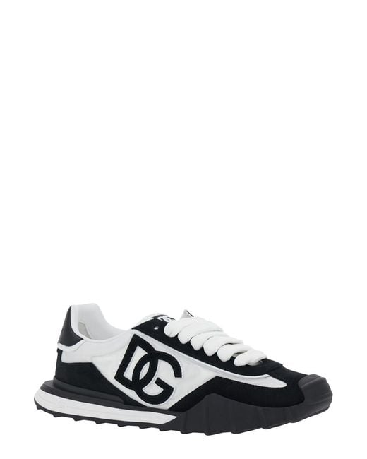 Dolce & Gabbana White Dg Athletic And Low Top Sneakers With Logo Patch On The Side Tongue for men