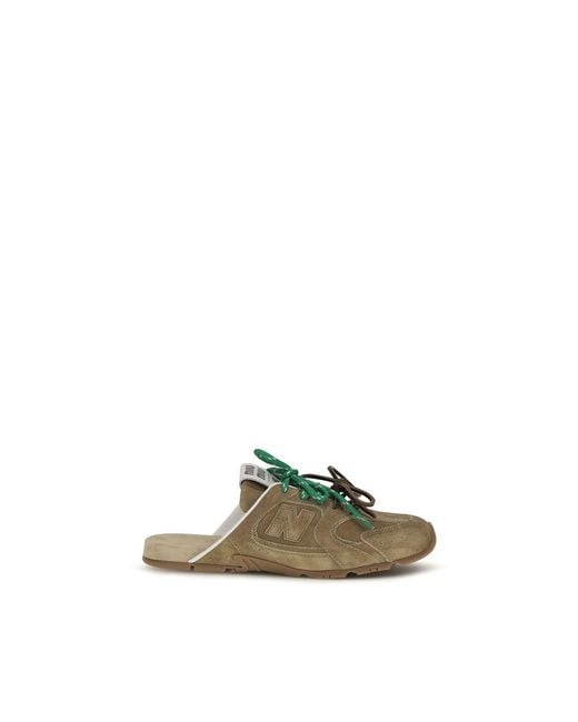Miu Miu Green Beige Calf Leather Bos Taurus Athletic Sneakers