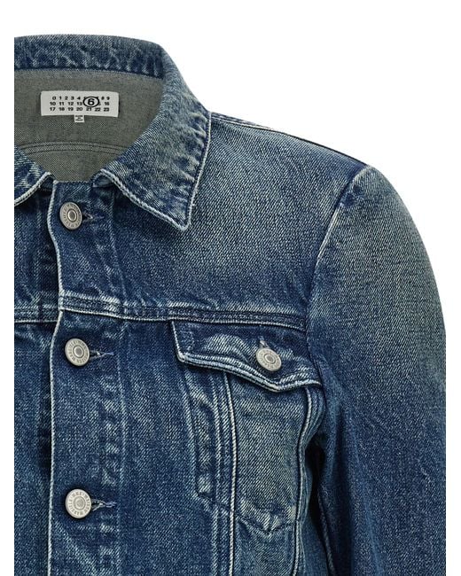 MM6 by Maison Margiela Blue Numeric Signature Mm6 Jacket Cotton Down Jacket, Parka, Casual