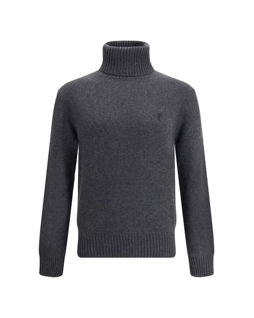 AMI Blue Pull Col Roule Ami De Coeur for men