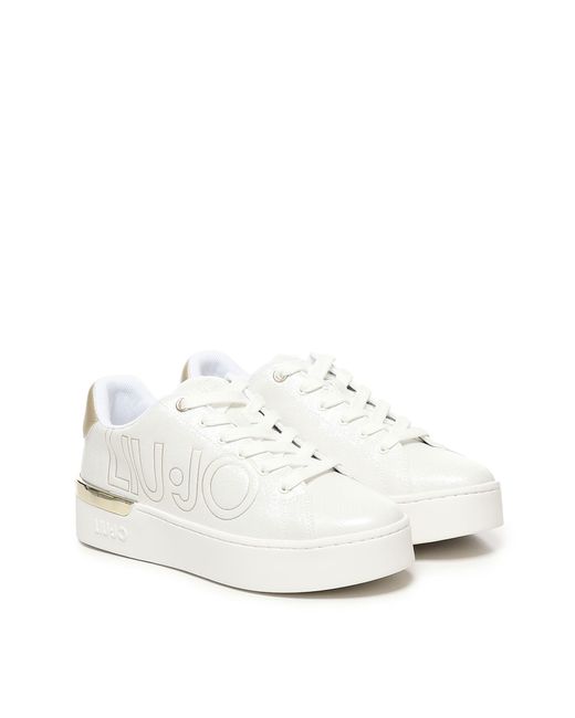 Liu Jo White Saffiano Trainer With Logo