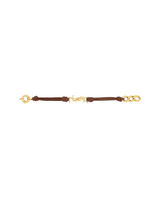 Saint Laurent White Bracelet Cassandre Nappa Leather And Metal Bracelets