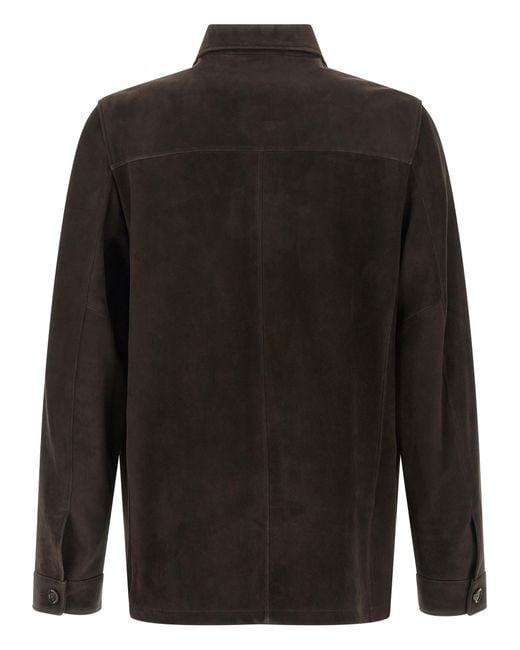 Moorer Black Klaus Overshirt Lamb Leather (Ovis Aries) Down Jacket, Parka, Casual Jackets for men